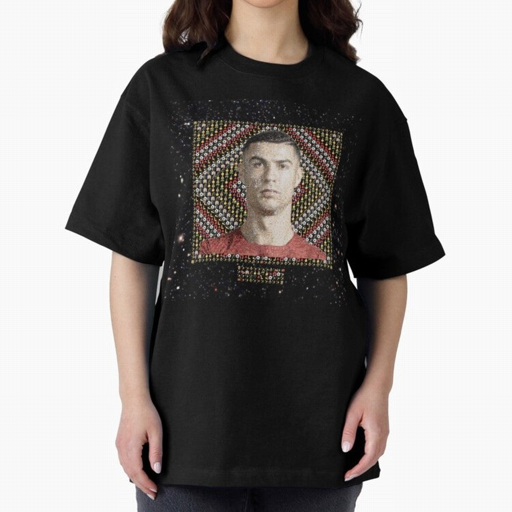 CR7 Emojified ¨C Ronaldo-Inspired Grid Tribute | Visual Power in Emoji Form | Football Legend Art Series Oversized T-Shirt Make Every Match About Global Football Passion for FIFA World Cup 2026, Driven by Cristiano Ronaldo, Brazil, Portugal and