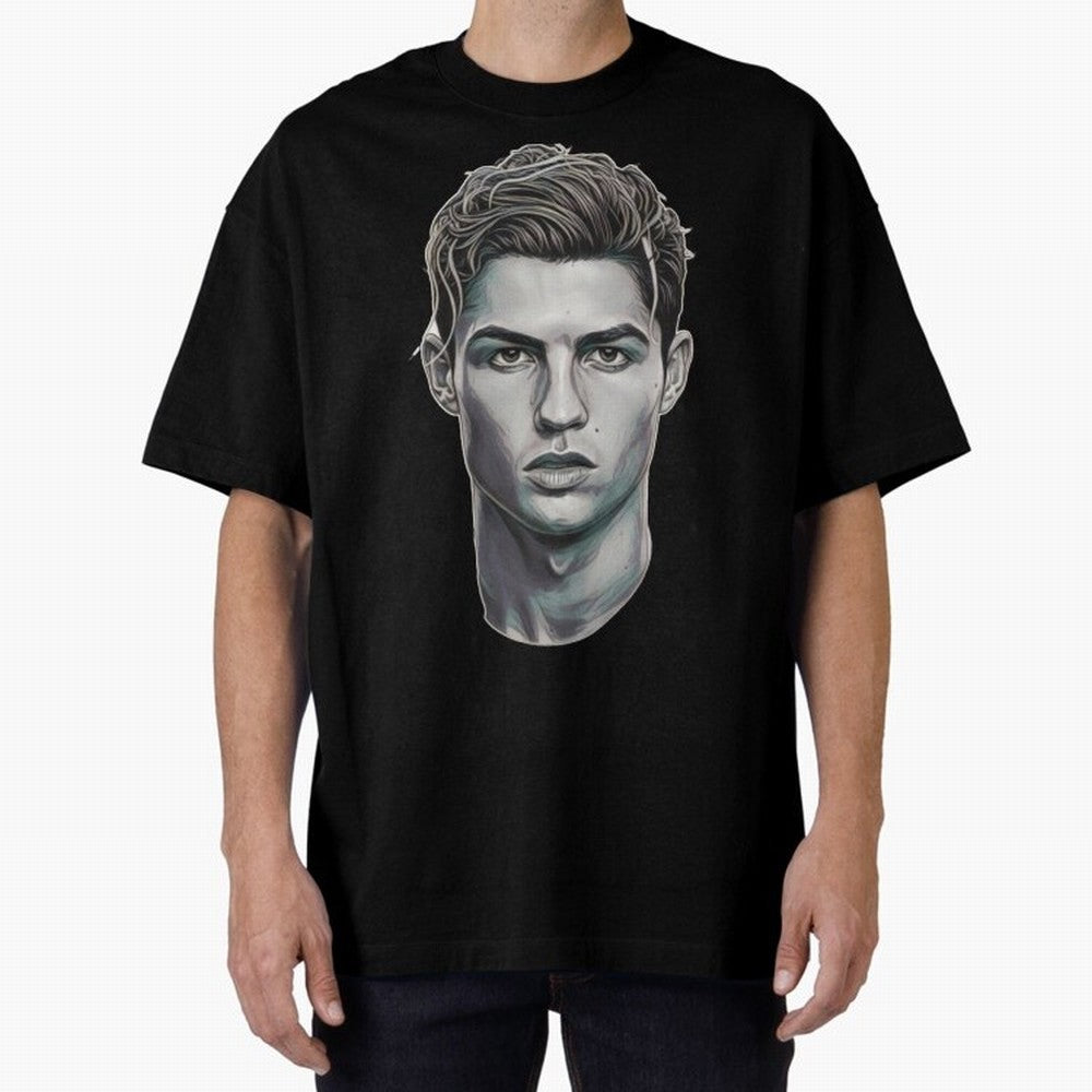 Ronaldo drawing 2008 Oversized T-Shirt Follow the Road to FIFA World Cup 2026 Featuring Cristiano Ronaldo, Haaland and CR7, England, France and Netherlands Energy, Goal Celebration Energy, Supporter Heritage, Football Icons and Worldwide Tournament