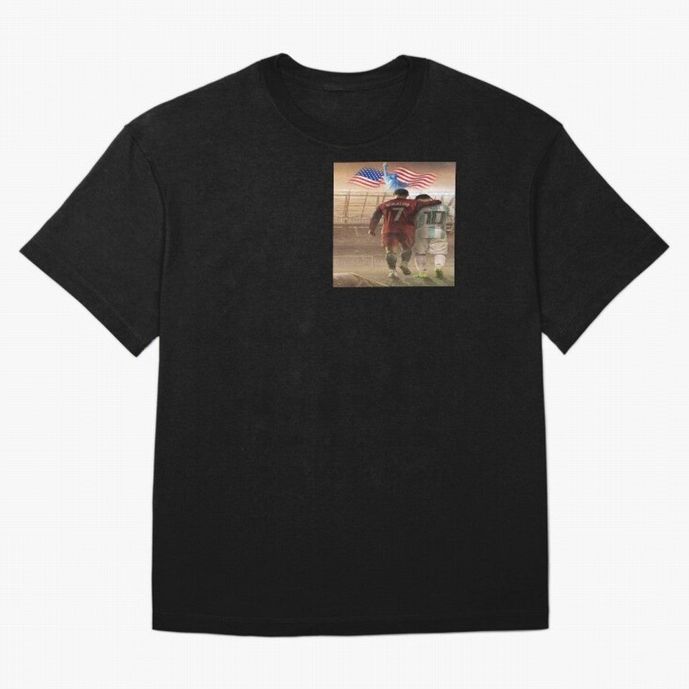 Ronaldo & messi 7_10 football USA sports top quality redbubble Oversized T-Shirt Bring a Vintage Feel to FIFA World Cup 2026 for Fans of Neymar, Haaland and Cristiano Ronaldo and Spain, Bringing Stadium Chants, National Pride, Trophy Dreams and