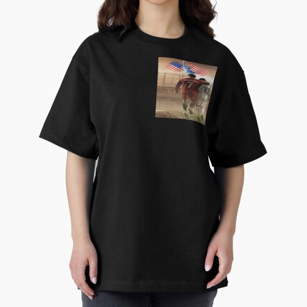 Ronaldo & messi 7_10 football USA sports top quality redbubble Oversized T-Shirt Bring a Vintage Feel to FIFA World Cup 2026 for Fans of Neymar, Haaland and Cristiano Ronaldo and Spain, Bringing Stadium Chants, National Pride, Trophy Dreams and