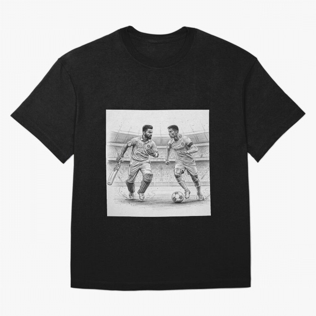 Virat and Ronaldo Oversized T-Shirt Back Your Heroes with FIFA World Cup 2026 Group Stage for Fans of CR7 and Argentina, Bringing Stadium Memories, Football Loyalty, International Chants and Championship Tradition; Great for Supporters Who Love