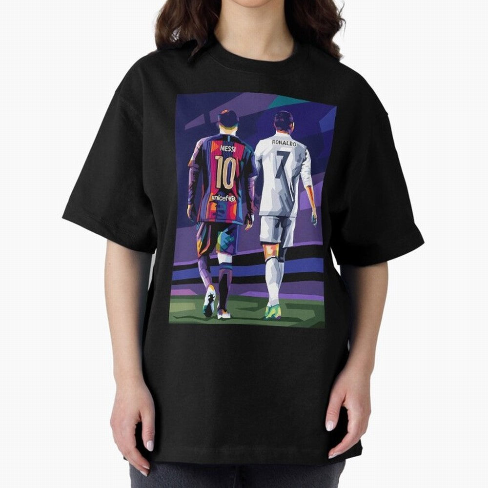 Ronaldo And Messi Oversized T-Shirt Show Up for the Glory of FIFA World Cup 2026 Group Stage Capturing Neymar, England, France and Netherlands Energy, Championship Spirit, Famous Goals, Roaring Crowds and International Football Unity; Ideal for