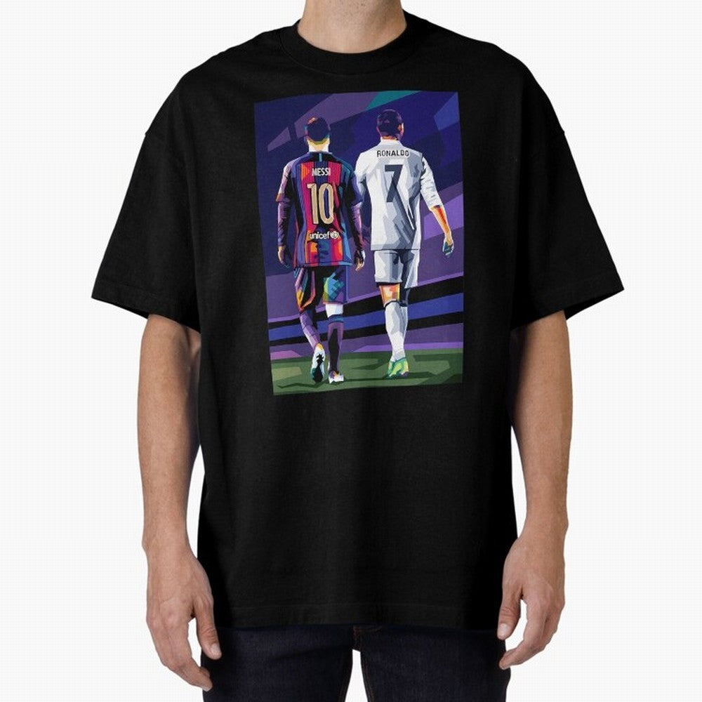 Ronaldo And Messi Oversized T-Shirt Show Up for the Glory of FIFA World Cup 2026 Group Stage Capturing Neymar, England, France and Netherlands Energy, Championship Spirit, Famous Goals, Roaring Crowds and International Football Unity; Ideal for