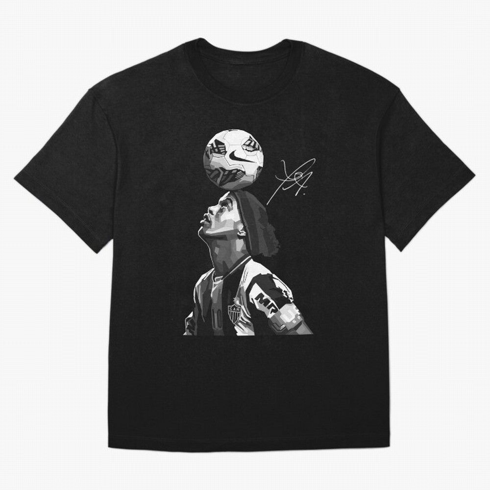 Ronaldinho Black and White Oversized T-Shirt Stand with FIFA World Cup 2026 USA Canada Mexico Centered on CR7, France Energy, Tournament Hype, Historic Matchups, Family Viewing Parties and Global Sports Pride; Perfect for Fans, Collectors, Family