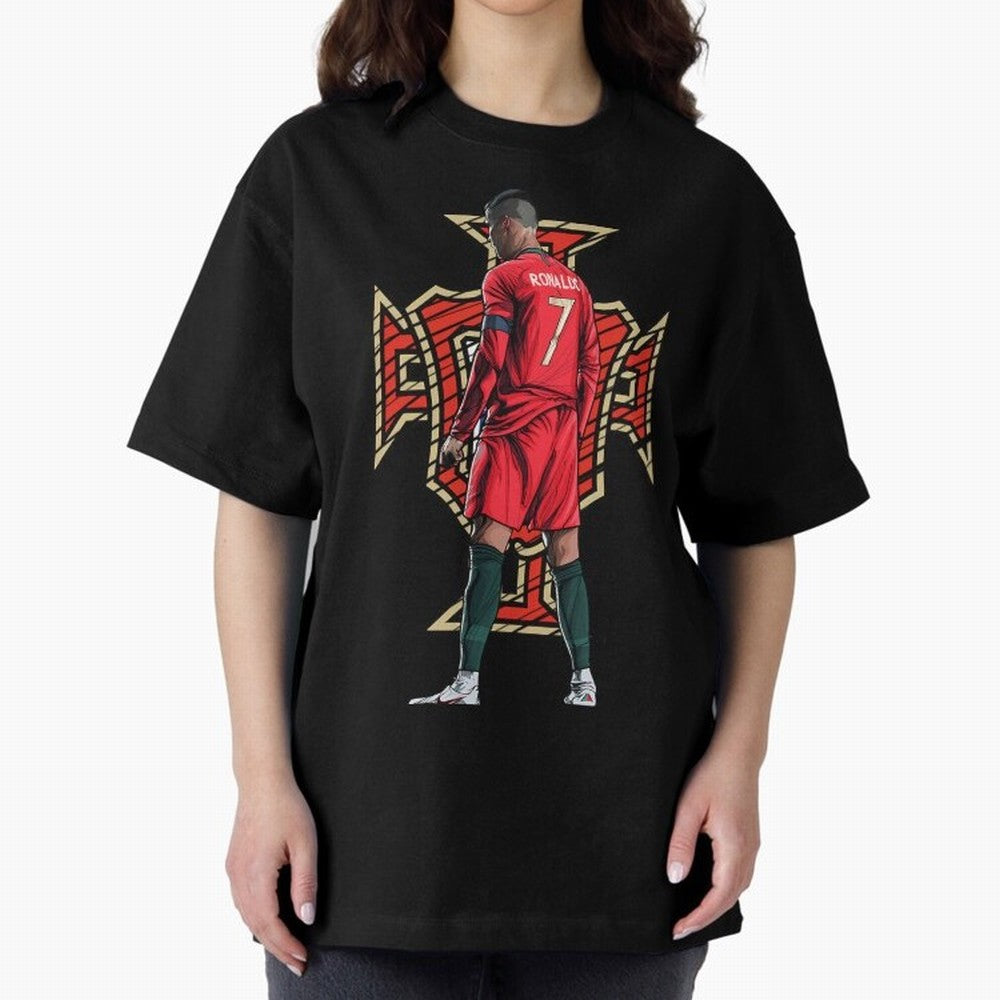 Portugal Ronaldo No.7 Artwork For Soccer Fans, Gift For Football Supporters Oversized T-Shirt Carry FIFA World Cup 2026 USA Canada Mexico for Fans of Messi and Spain, Bringing Stadium Memories, Football Loyalty, International Chants and