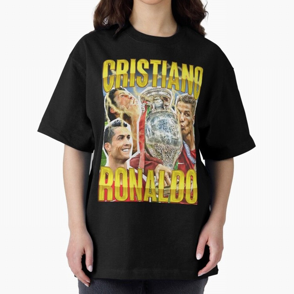 Ronaldo Siuuu Celebration Silhouette Design For Football Fans, Gift For Soccer Enthusiasts Oversized T-Shirt Capture Stadium Memories from the FIFA World Cup 2026 Journey through Messi and Cristiano Ronaldo Highlights, France Pride, Match Day