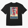 Ronaldo Poster Style Pop Art Design For Football Fans Gift For Soccer Enthusiasts Oversized T-Shirt Support the Legends of the FIFA World Cup 2026 Group Stage Journey through Messi, Neymar and Mbappe Highlights, England, France and Netherlands