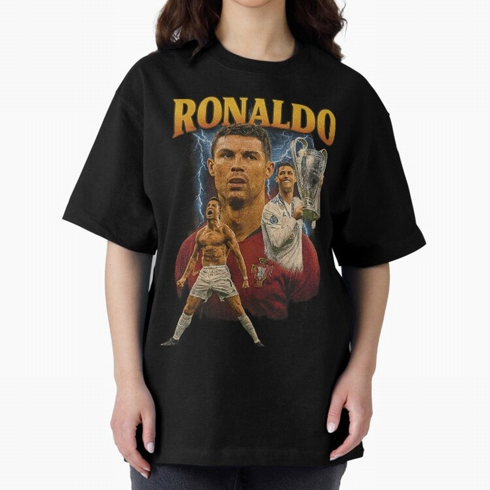 Ronaldo Champion Victory Design For Football Fans Gift For Soccer Supporters Oversized T-Shirt Make Game Day About Match Day Hype around FIFA World Cup 2026, Haaland and Mbappe, Argentina, Football History, Final Match Energy, Crowd Noise and Once