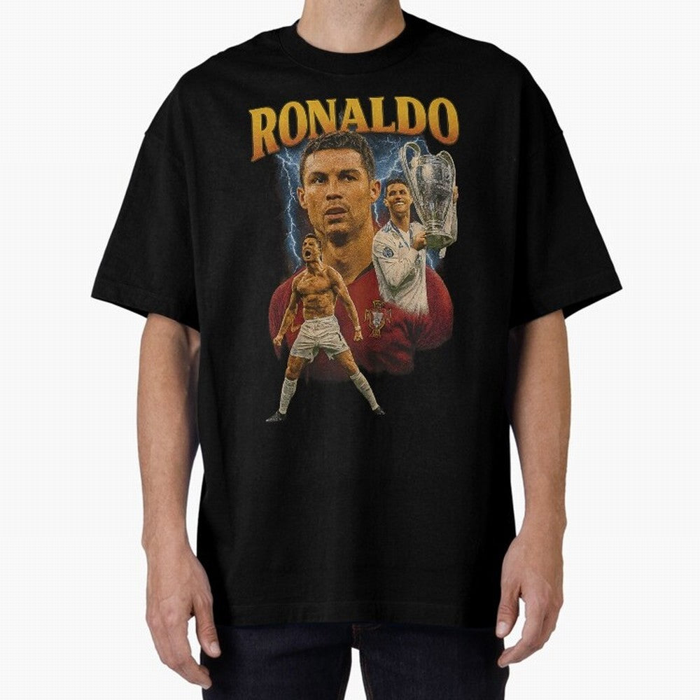 Ronaldo Champion Victory Design For Football Fans Gift For Soccer Supporters Oversized T-Shirt Make Game Day About Match Day Hype around FIFA World Cup 2026, Haaland and Mbappe, Argentina, Football History, Final Match Energy, Crowd Noise and Once