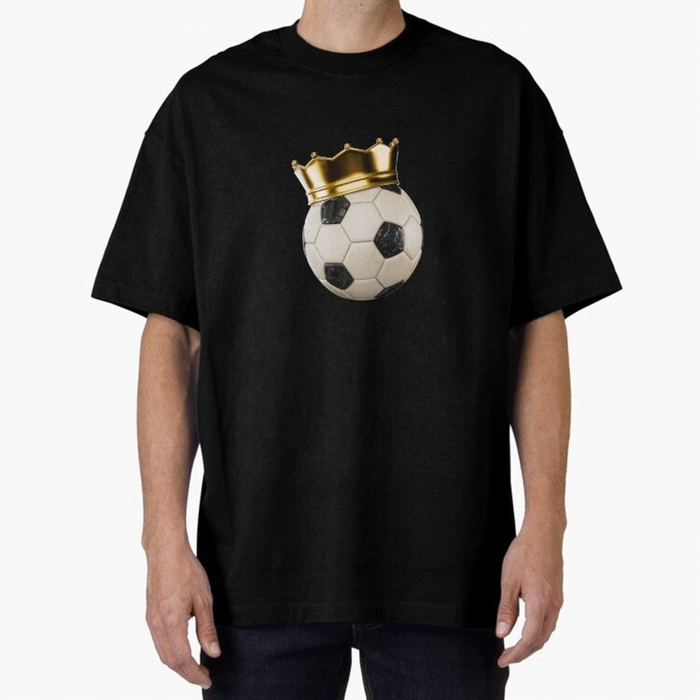 Soccer Ball with Kings Crown, Sticker Illustration Oversized T-Shirt Share the Excitement of FIFA World Cup 2026 USA Canada Mexico Spirit, Featuring Argentina, Cristiano Ronaldo, Fan Favorite Moments, National Team Passion, Big Match Drama and