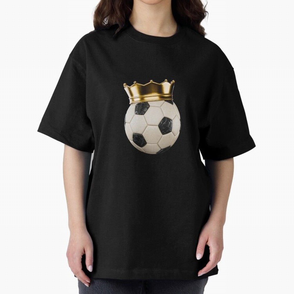 Soccer Ball with Kings Crown, Sticker Illustration Oversized T-Shirt Share the Excitement of FIFA World Cup 2026 USA Canada Mexico Spirit, Featuring Argentina, Cristiano Ronaldo, Fan Favorite Moments, National Team Passion, Big Match Drama and