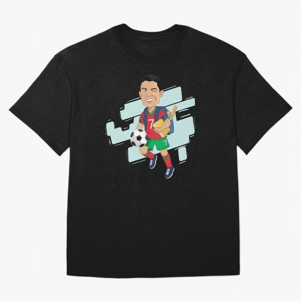 BACK TO SCHOOL - CARICATURE - CHRISTIANO - RONALDO Oversized T-Shirt Mark Global Football Passion for FIFA World Cup 2026, Featuring Haaland and Mbappe, France, Football History, Final Match Energy, Crowd Noise and Once in a Lifetime Moments;