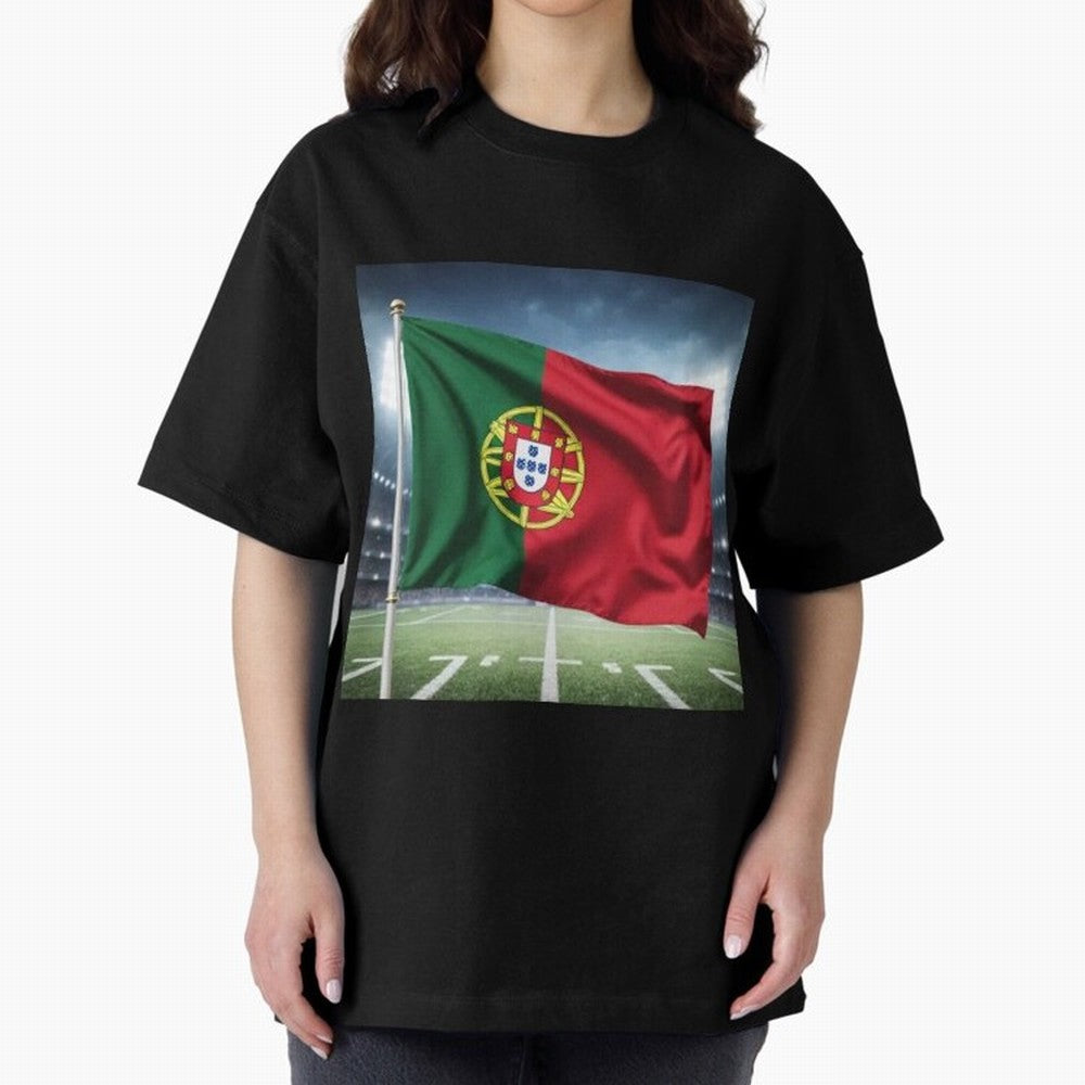 Portugal Flag 3D Football Design ¨C Supporters Portugal Oversized T-Shirt Show Love for Legendary Goals in Global Football Passion for FIFA World Cup 2026 Group Stage, Connected to CR7 and Messi, France, Champion Mindset, Group Stage Buzz, Knockout