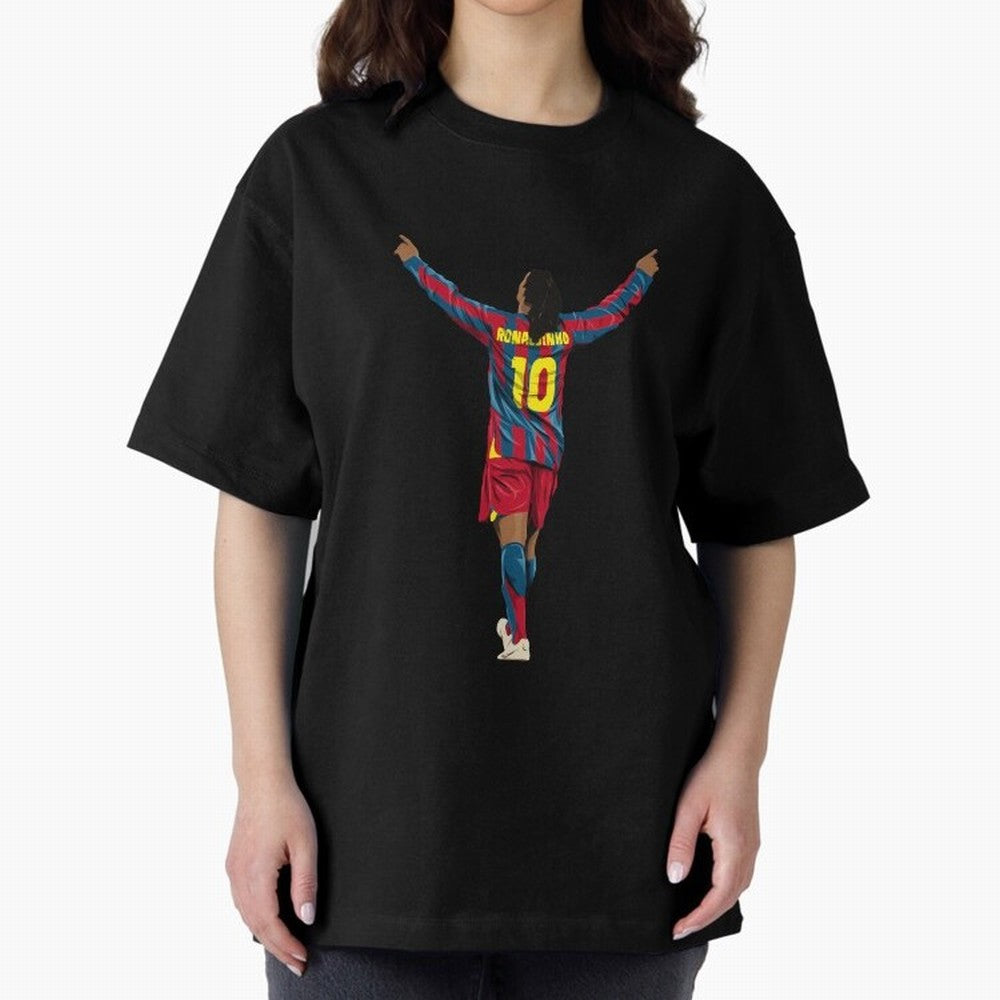 Ronaldinho Oversized T-Shirt Honor Football Greatness during Global Football Passion for FIFA World Cup 2026 USA Canada Mexico, Inspired by CR7, England, Supporter Pride, Iconic Celebrations, Legendary Names and Global Match Day Energy; Ideal for