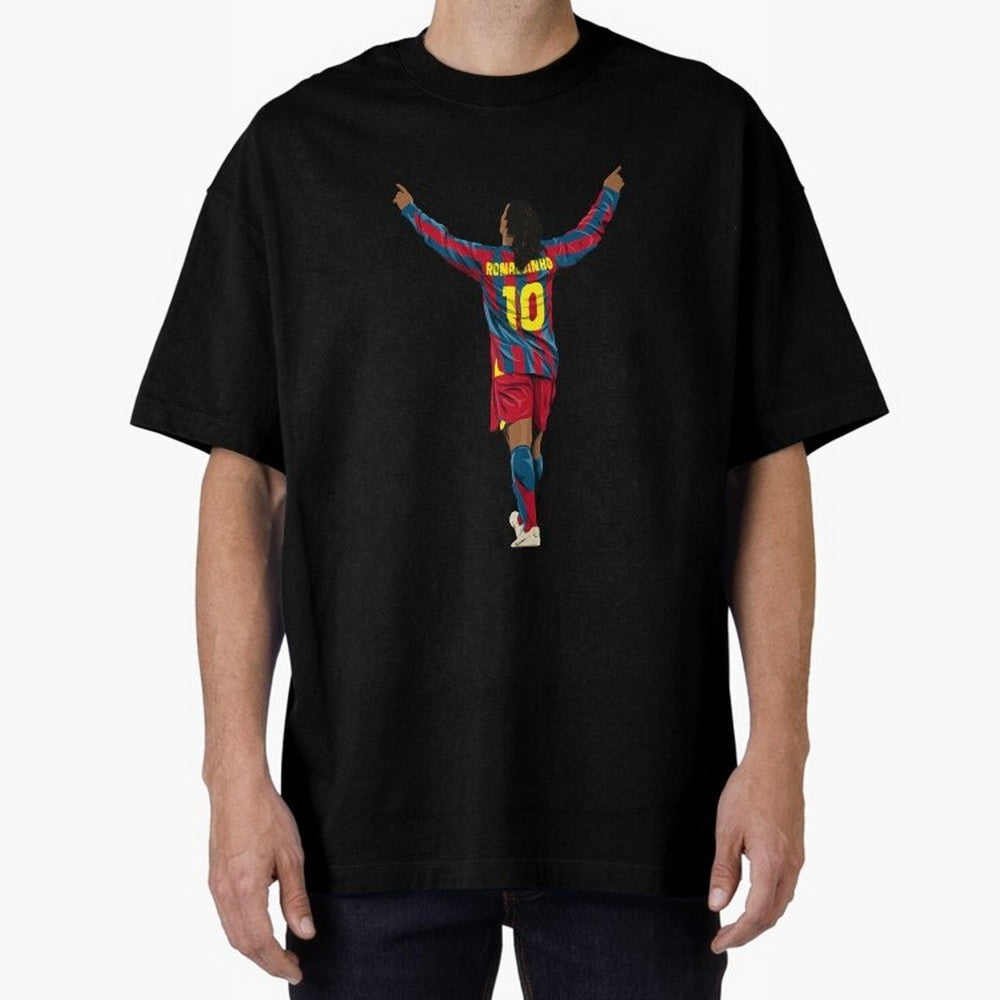 Ronaldinho Oversized T-Shirt Honor Football Greatness during Global Football Passion for FIFA World Cup 2026 USA Canada Mexico, Inspired by CR7, England, Supporter Pride, Iconic Celebrations, Legendary Names and Global Match Day Energy; Ideal for