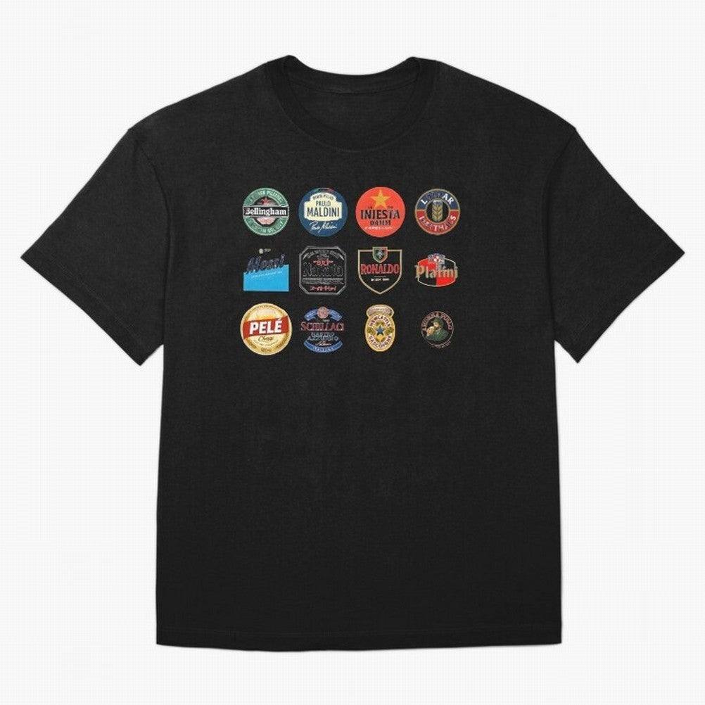 Legendary Lager Lineup ¨C Football Icons as Beer Labels (Sticker Set / Poster) Oversized T-Shirt Embrace FIFA World Cup 2026 USA Canada Mexico Filled with Neymar, France and Portugal Energy, Vintage Soccer Flavor, Modern Football Stars, National