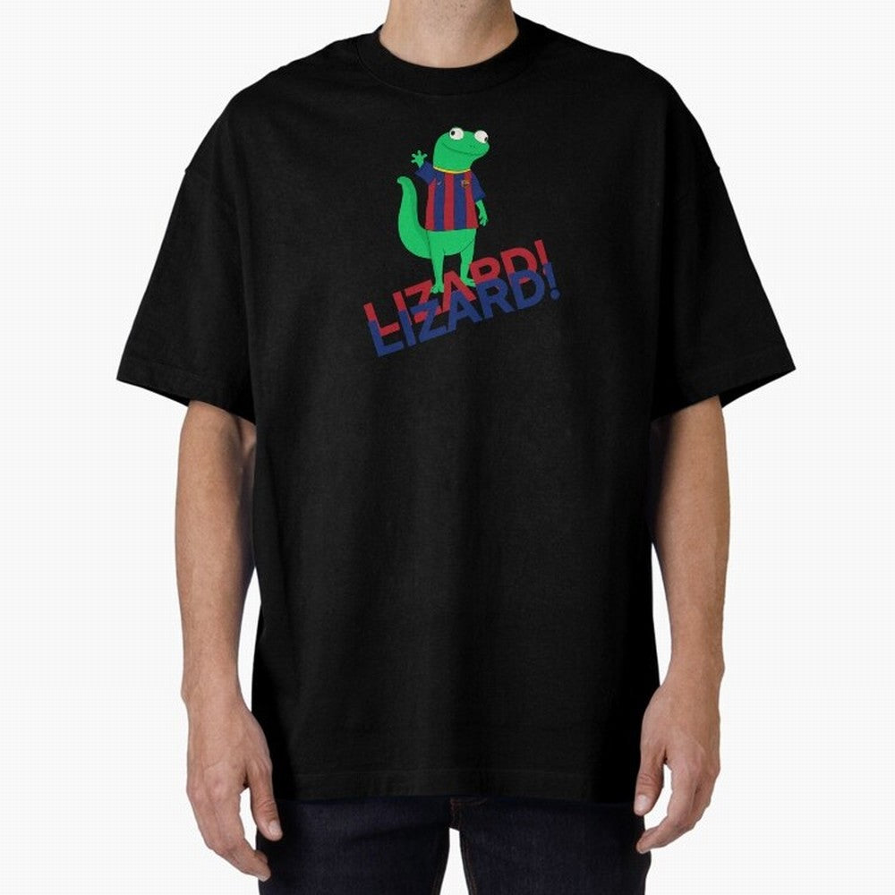 Viral lizard meme fcbarcelona Oversized T-Shirt Show Your Love for FIFA World Cup 2026 USA Canada Mexico Inspired by Mbappe, England, France and Netherlands Energy, Football Passion, Legendary Performances, Festival Vibes and Supporter Community;