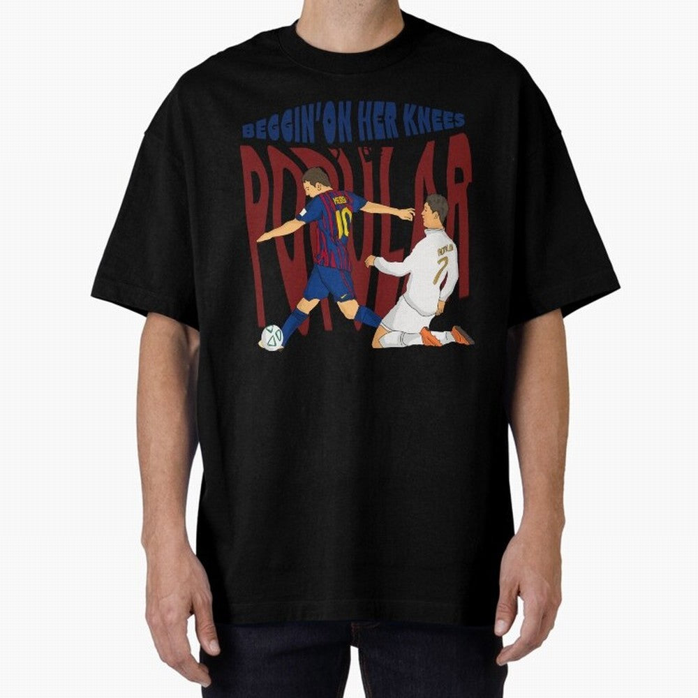 Messi and Ronaldo elclassico moment Oversized T-Shirt Elevate Match Day Hype around FIFA World Cup 2026, CR7 and Messi, Germany, Retro Football Energy, Iconic Rivalries, Trophy Chase Drama and Stadium Atmosphere; Perfect for Supporters Who Want