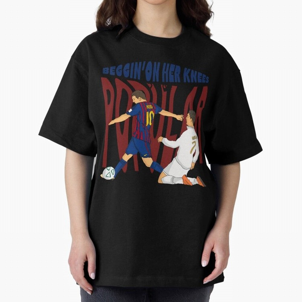 Messi and Ronaldo elclassico moment Oversized T-Shirt Elevate Match Day Hype around FIFA World Cup 2026, CR7 and Messi, Germany, Retro Football Energy, Iconic Rivalries, Trophy Chase Drama and Stadium Atmosphere; Perfect for Supporters Who Want