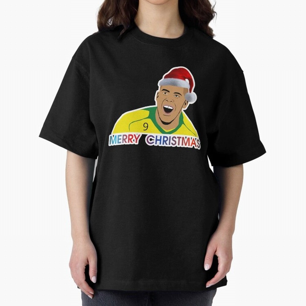 Ronaldo Christmas illustration Oversized T-Shirt Show Match Day Excitement for FIFA World Cup 2026 Inspired by Haaland and Mbappe, Spain Energy, Stadium Chants, National Pride, Trophy Dreams and Unforgettable Football Memories; Built for Supporters