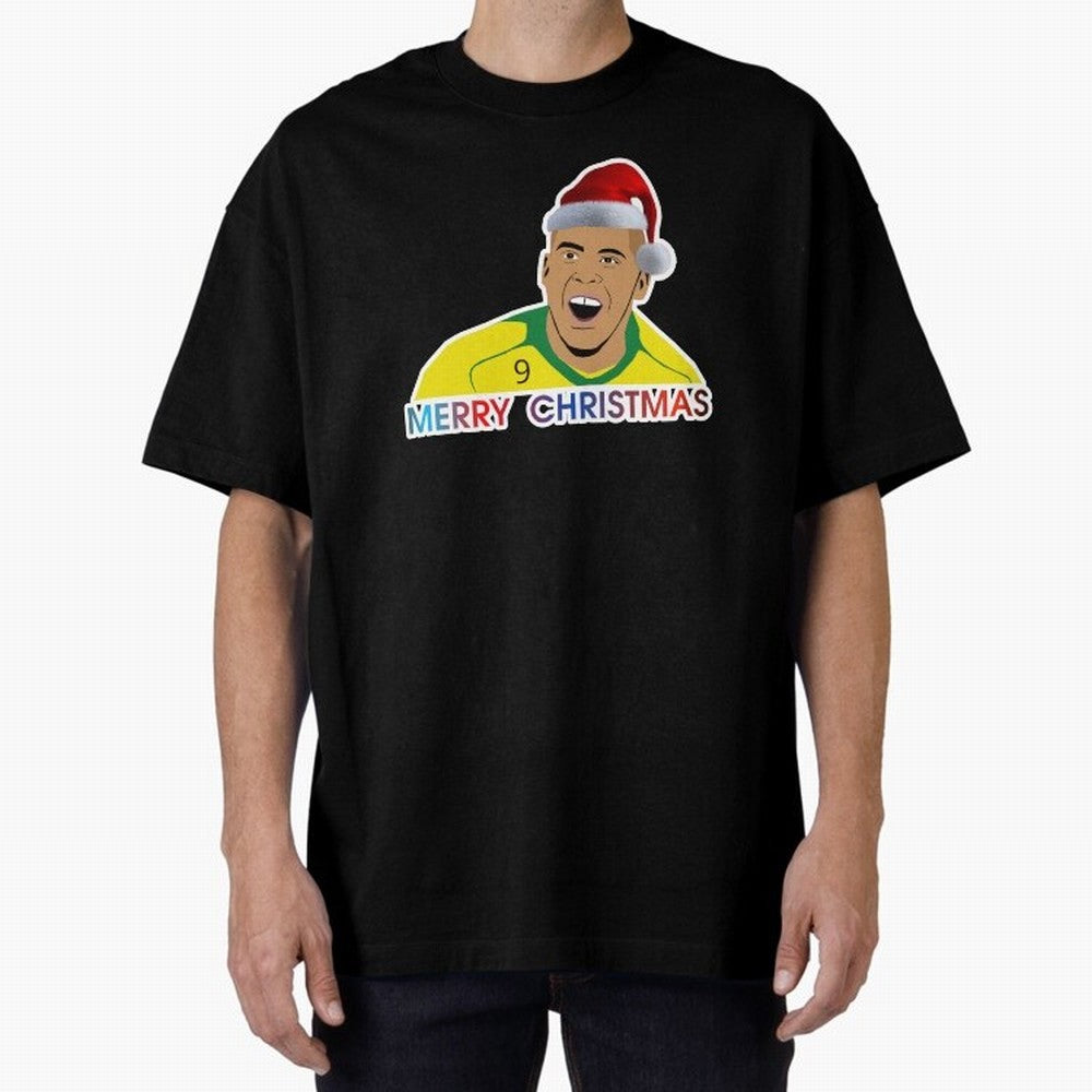 Ronaldo Christmas illustration Oversized T-Shirt Show Match Day Excitement for FIFA World Cup 2026 Inspired by Haaland and Mbappe, Spain Energy, Stadium Chants, National Pride, Trophy Dreams and Unforgettable Football Memories; Built for Supporters