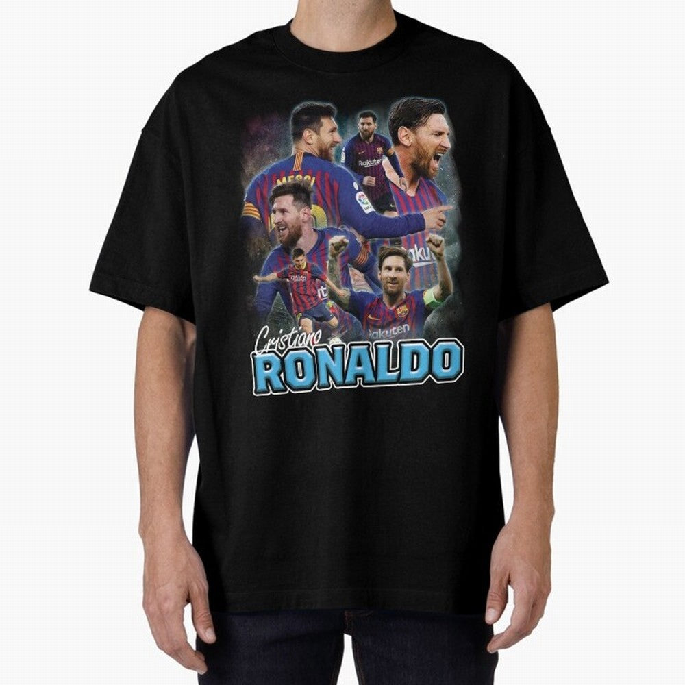 Ronaldo / Messi Pardoy Shirt Oversized T-Shirt Celebrate Supporters United by Global Football Passion for FIFA World Cup 2026 USA Canada Mexico, Celebrating Cristiano Ronaldo, Haaland and CR7, England and Germany, Tournament Hype, Historic