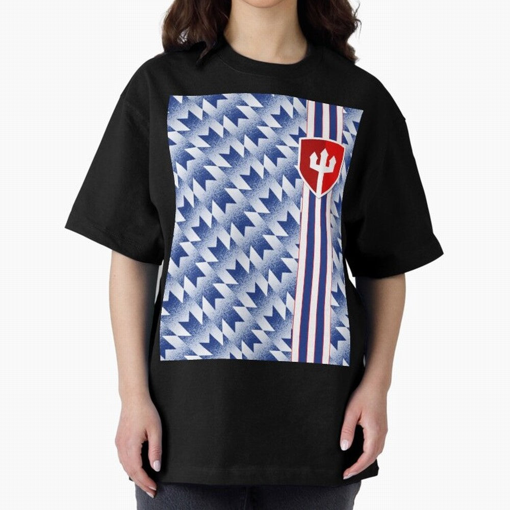 Manchester United 94 Away Jersey Pattern Oversized T-Shirt Join Supporters Worldwide for FIFA World Cup 2026 Group Stage for Fans of Cristiano Ronaldo, Haaland and CR7 and Argentina and Brazil, Bringing Classic Soccer Heritage, Championship