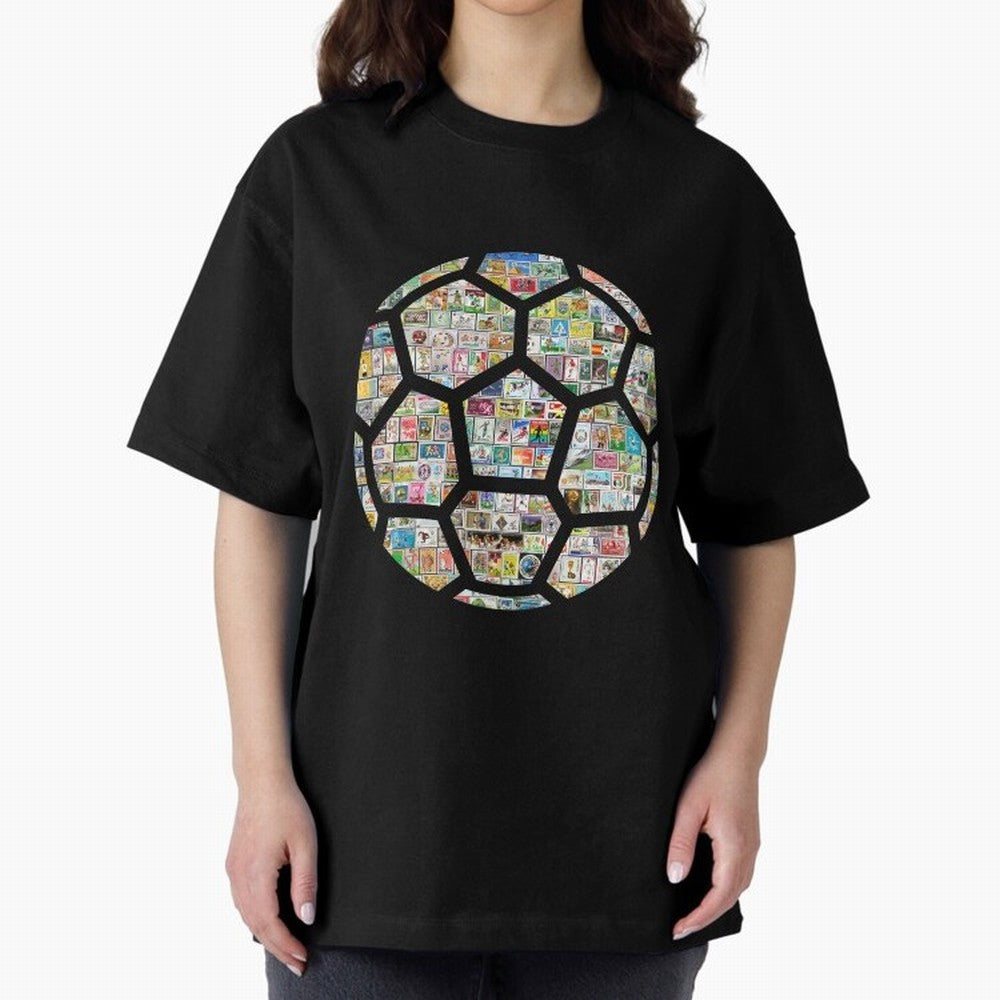 Philately Soccer Ball Oversized T-Shirt Capture Stadium Memories from Match Day Hype around FIFA World Cup 2026 USA Canada Mexico, Messi, Argentina and Brazil, Match Day Excitement, Supporter Culture, Golden Goals and Global Football Passion; Great