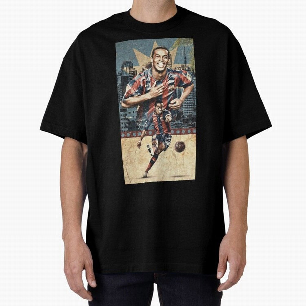 Ronaldinho Design Oversized T-Shirt Represent the Passion of FIFA World Cup 2026 Group Stage for Fans of Cristiano Ronaldo, Haaland and CR7 and Argentina, Bringing Stadium Chants, National Pride, Trophy Dreams and Unforgettable Football Memories;