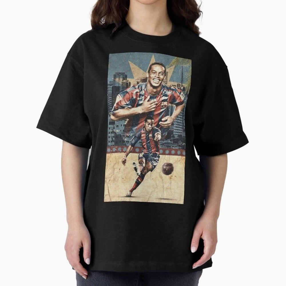 Ronaldinho Design Oversized T-Shirt Represent the Passion of FIFA World Cup 2026 Group Stage for Fans of Cristiano Ronaldo, Haaland and CR7 and Argentina, Bringing Stadium Chants, National Pride, Trophy Dreams and Unforgettable Football Memories;