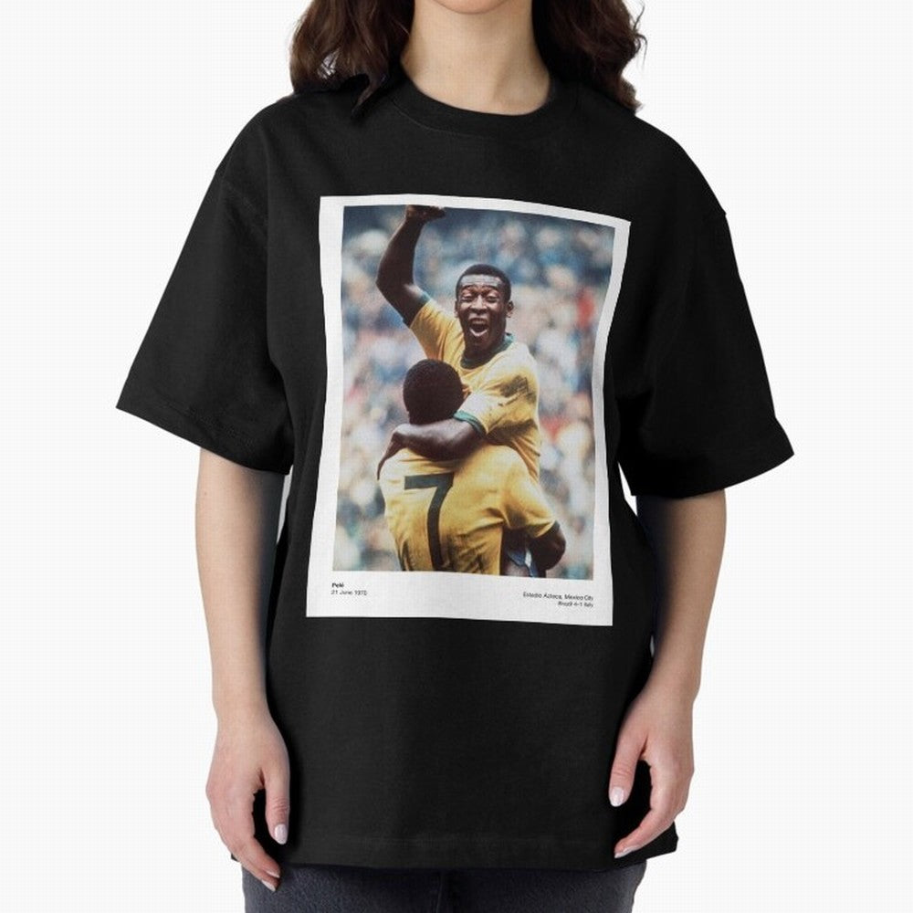 Pele Oversized T-Shirt Follow FIFA World Cup 2026 USA Canada Mexico Featuring Messi and Cristiano Ronaldo, Argentina Energy, Football Passion, Legendary Performances, Festival Vibes and Supporter Community; Ideal for Fans Who Follow Messi,