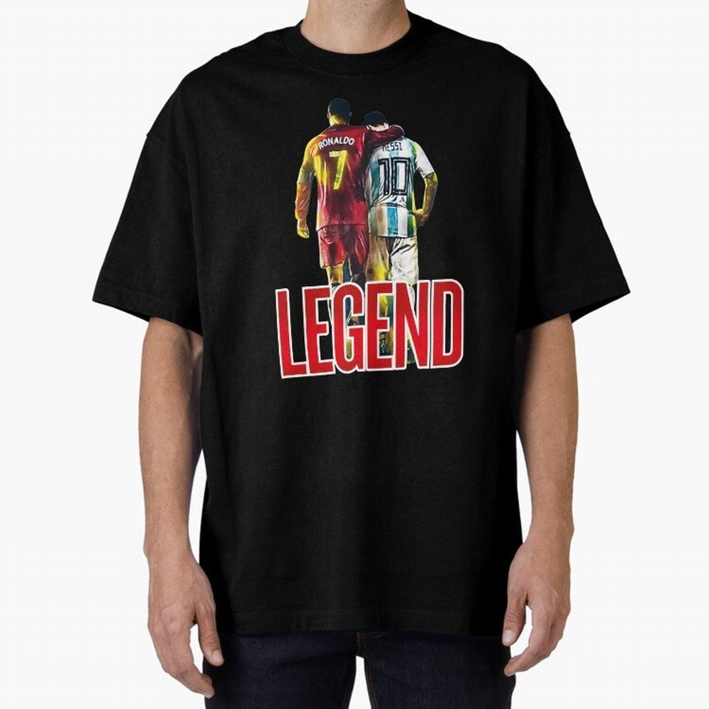 LEGEND MESSI & RONALDO POSTER Oversized T-Shirt Show Up for the Glory of FIFA World Cup 2026 Group Stage Connected to Messi, CR7 and Mbappe, Netherlands Energy, Classic Soccer Heritage, Championship Pressure, Fan Loyalty and International Pride;