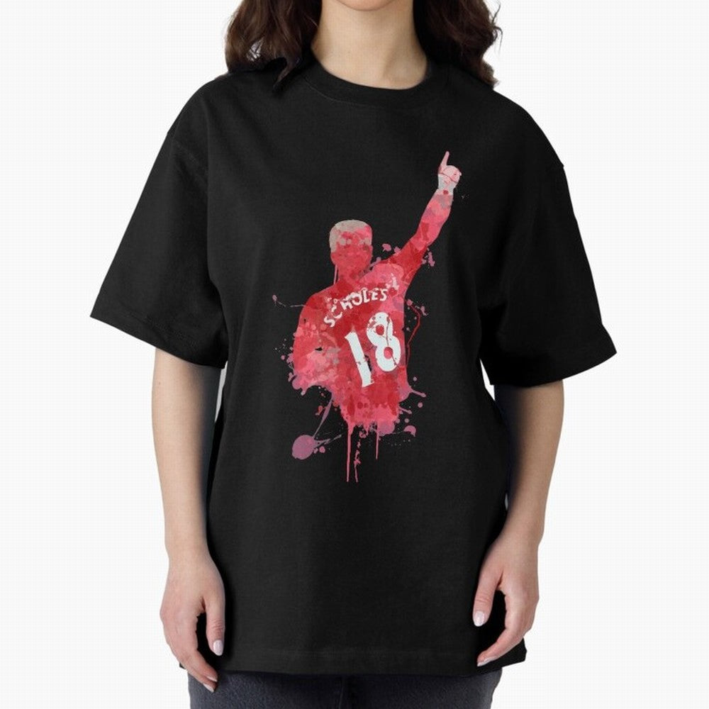 Paul Scholes Manchester United Legend Art Oversized T-Shirt Bring Trophy Dreams to FIFA World Cup 2026 Group Stage Spirit, Centered on Brazil, Portugal and Argentina, Haaland, Vintage Soccer Flavor, Modern Football Stars, National Flags and Final