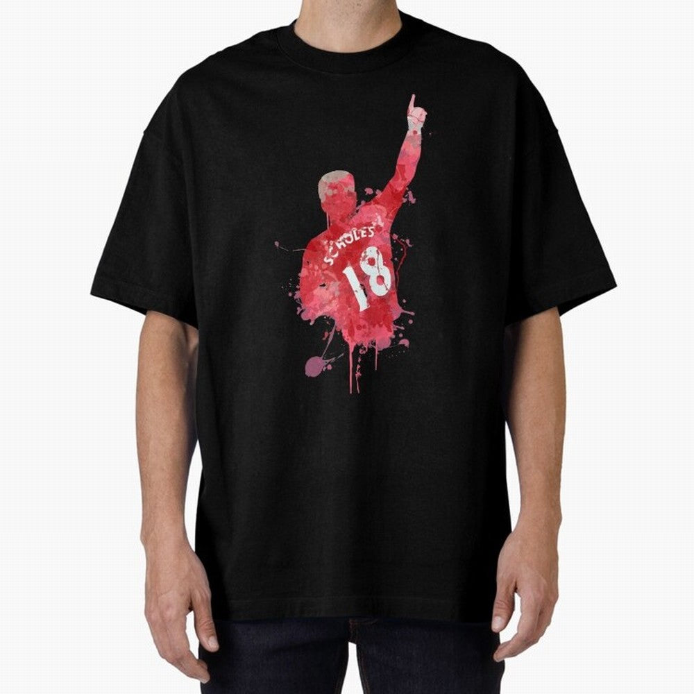 Paul Scholes Manchester United Legend Art Oversized T-Shirt Bring Trophy Dreams to FIFA World Cup 2026 Group Stage Spirit, Centered on Brazil, Portugal and Argentina, Haaland, Vintage Soccer Flavor, Modern Football Stars, National Flags and Final