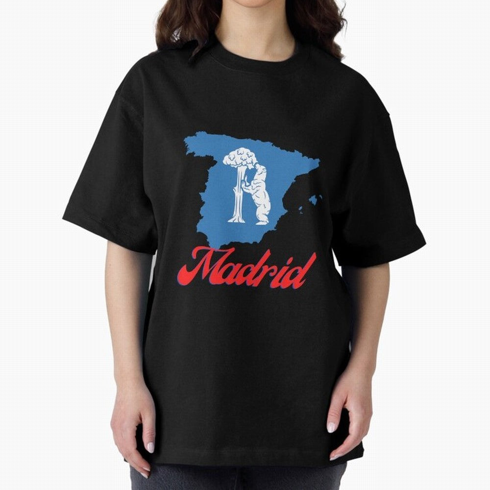 Madrid Bear Strawberry Tree Oversized T-Shirt Follow the FIFA World Cup 2026 USA Canada Mexico Journey through Messi and Cristiano Ronaldo Highlights, Spain Pride, Fan Favorite Moments, National Team Passion, Big Match Drama and Soccer History;
