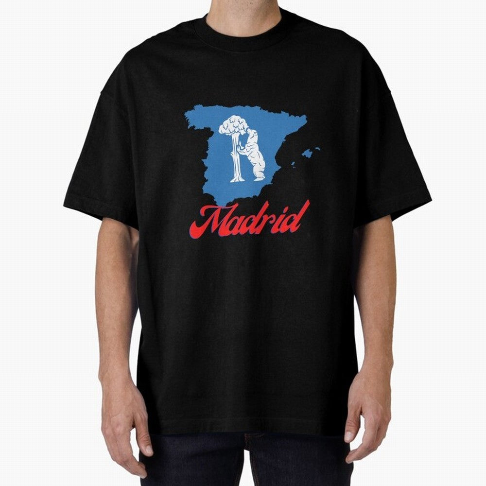 Madrid Bear Strawberry Tree Oversized T-Shirt Follow the FIFA World Cup 2026 USA Canada Mexico Journey through Messi and Cristiano Ronaldo Highlights, Spain Pride, Fan Favorite Moments, National Team Passion, Big Match Drama and Soccer History;