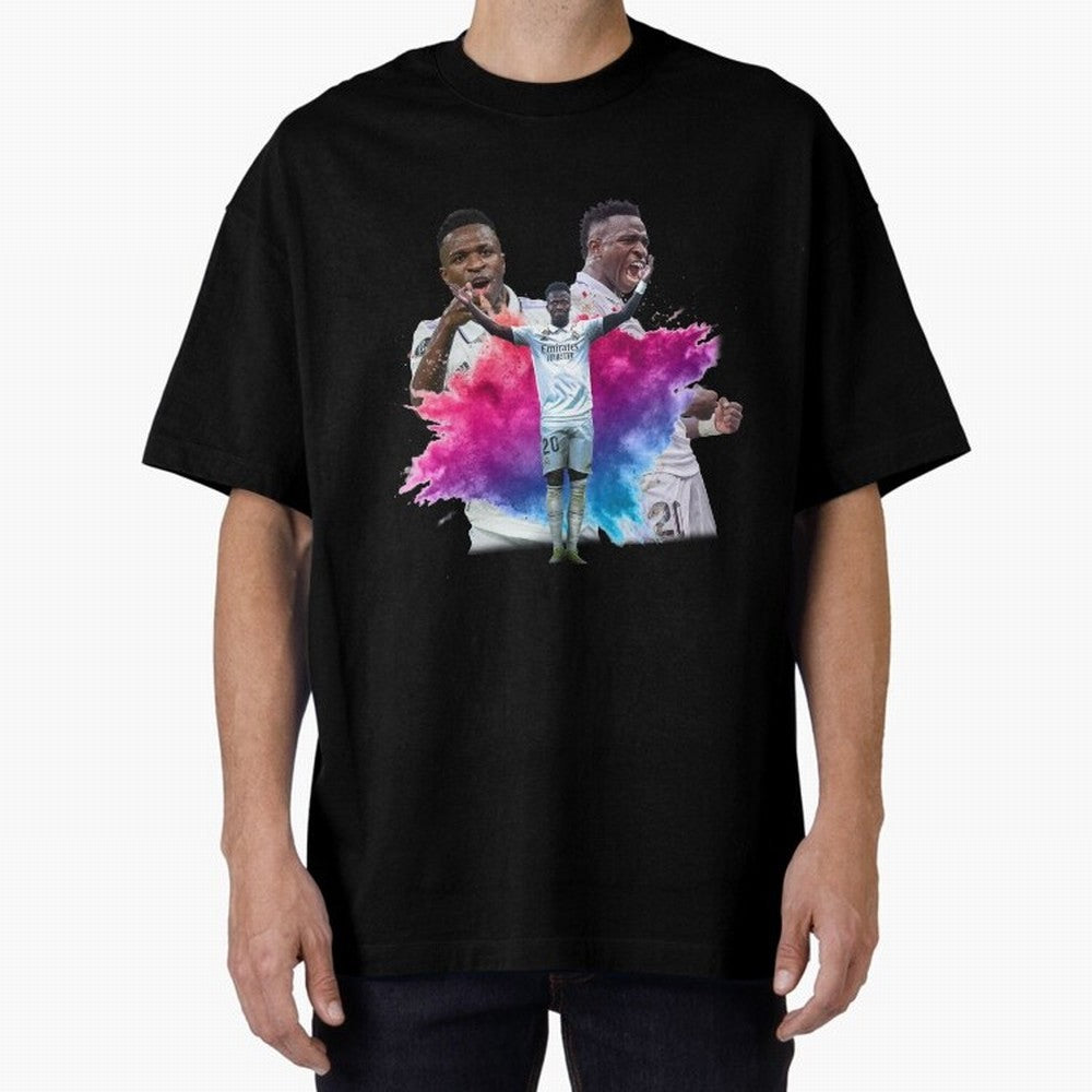 Fanart Vinicius Junior Merch Oversized T-Shirt Celebrate Fan Culture around Global Football Passion for FIFA World Cup 2026 USA Canada Mexico, Built around Neymar, Argentina and Brazil, Football Passion, Legendary Performances, Festival Vibes and