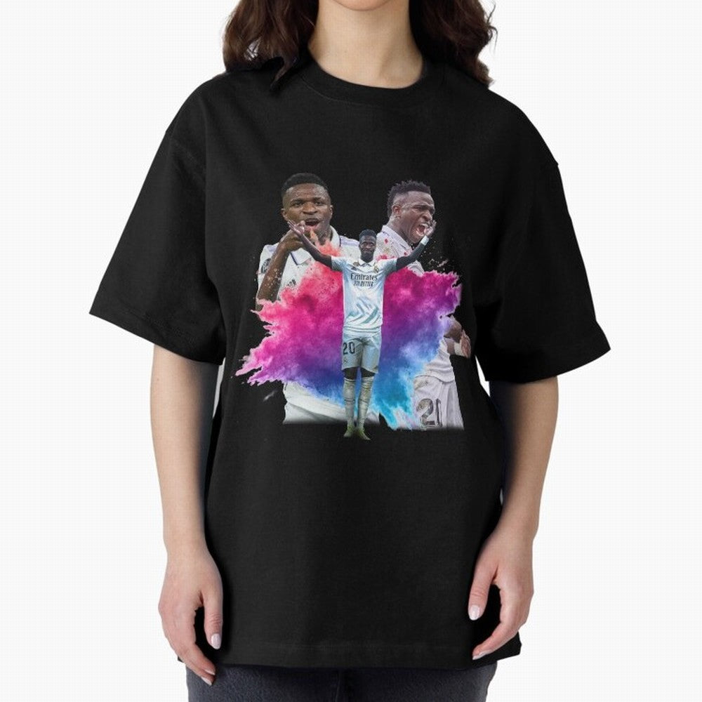 Fanart Vinicius Junior Merch Oversized T-Shirt Celebrate Fan Culture around Global Football Passion for FIFA World Cup 2026 USA Canada Mexico, Built around Neymar, Argentina and Brazil, Football Passion, Legendary Performances, Festival Vibes and