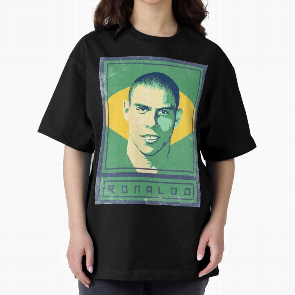 Ronaldo Brasil Oversized T-Shirt Support FIFA World Cup 2026 USA Canada Mexico Spirit, Built around Netherlands, Messi, Neymar and Mbappe, Worldwide Fan Energy, Dramatic Goals, Stadium Lights and Championship Celebrations; Great for Supporters Who