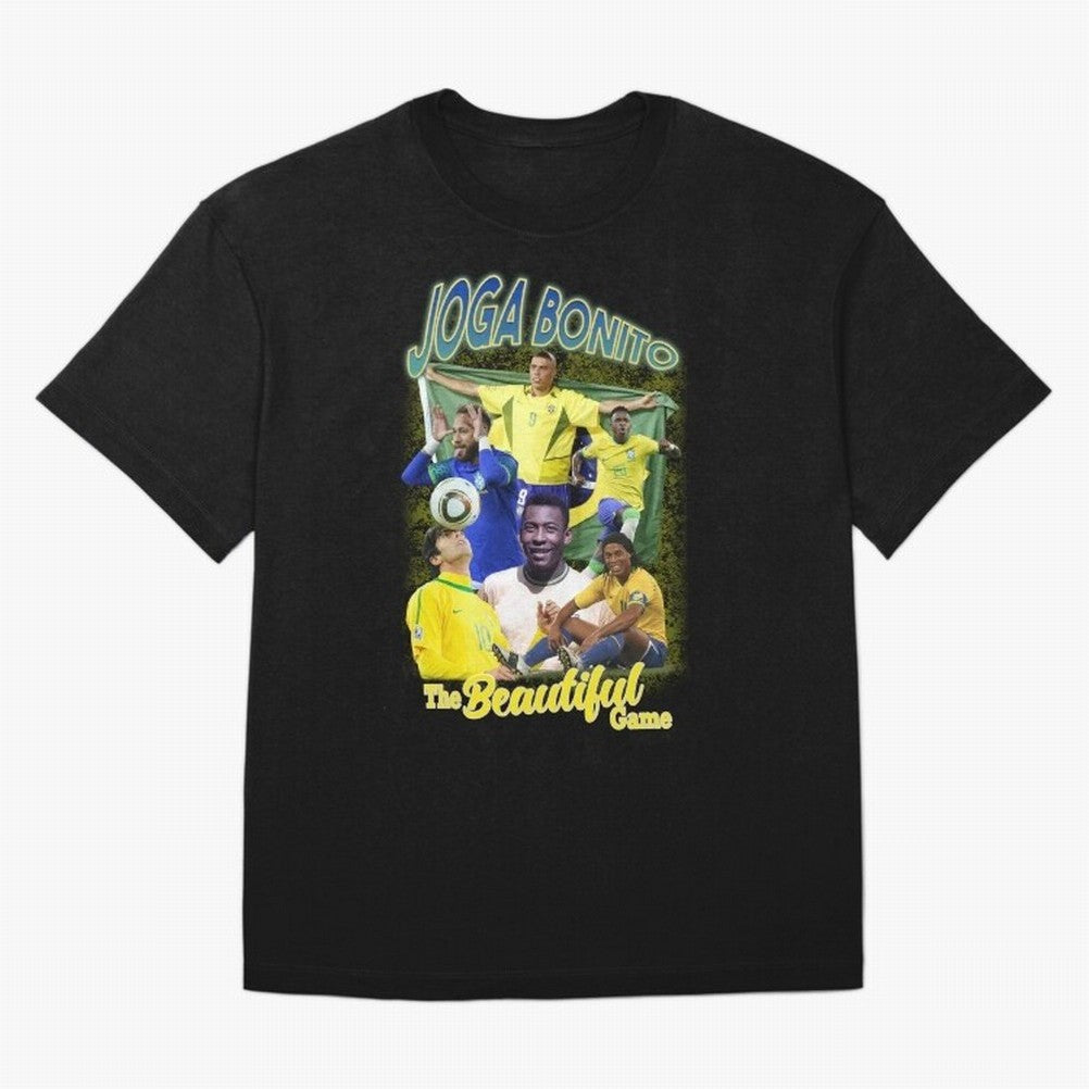 Joga Bonito Brazil Oversized T-Shirt Show Match Day Excitement for Global Football Passion for FIFA World Cup 2026, Connected to Messi and Cristiano Ronaldo, Spain and Netherlands, Worldwide Fan Energy, Dramatic Goals, Stadium Lights and