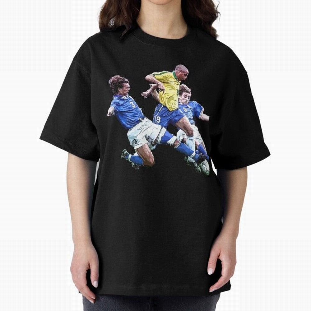 Ronaldo vs Maldini & Cannavaro Oversized T-Shirt Show Your Stadium Side during Global Football Passion for FIFA World Cup 2026 Group Stage, Filled with Messi, Neymar and Mbappe, Brazil, Football History, Final Match Energy, Crowd Noise and Once in