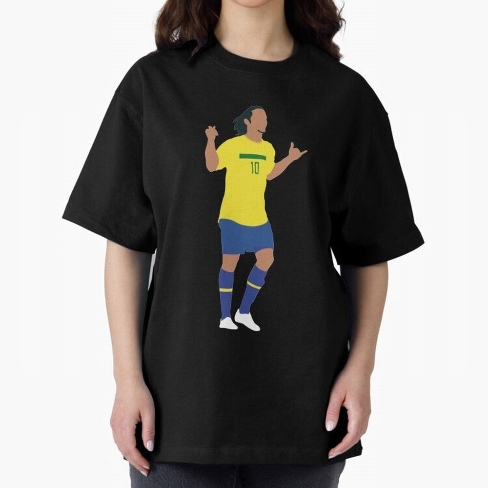 Ronaldinho. Brazil Football. Oversized T-Shirt Feel the Trophy Chase of FIFA World Cup 2026 Spirit, Centered on Brazil, Portugal and Argentina, Neymar, Stadium Memories, Football Loyalty, International Chants and Championship Tradition; Great for