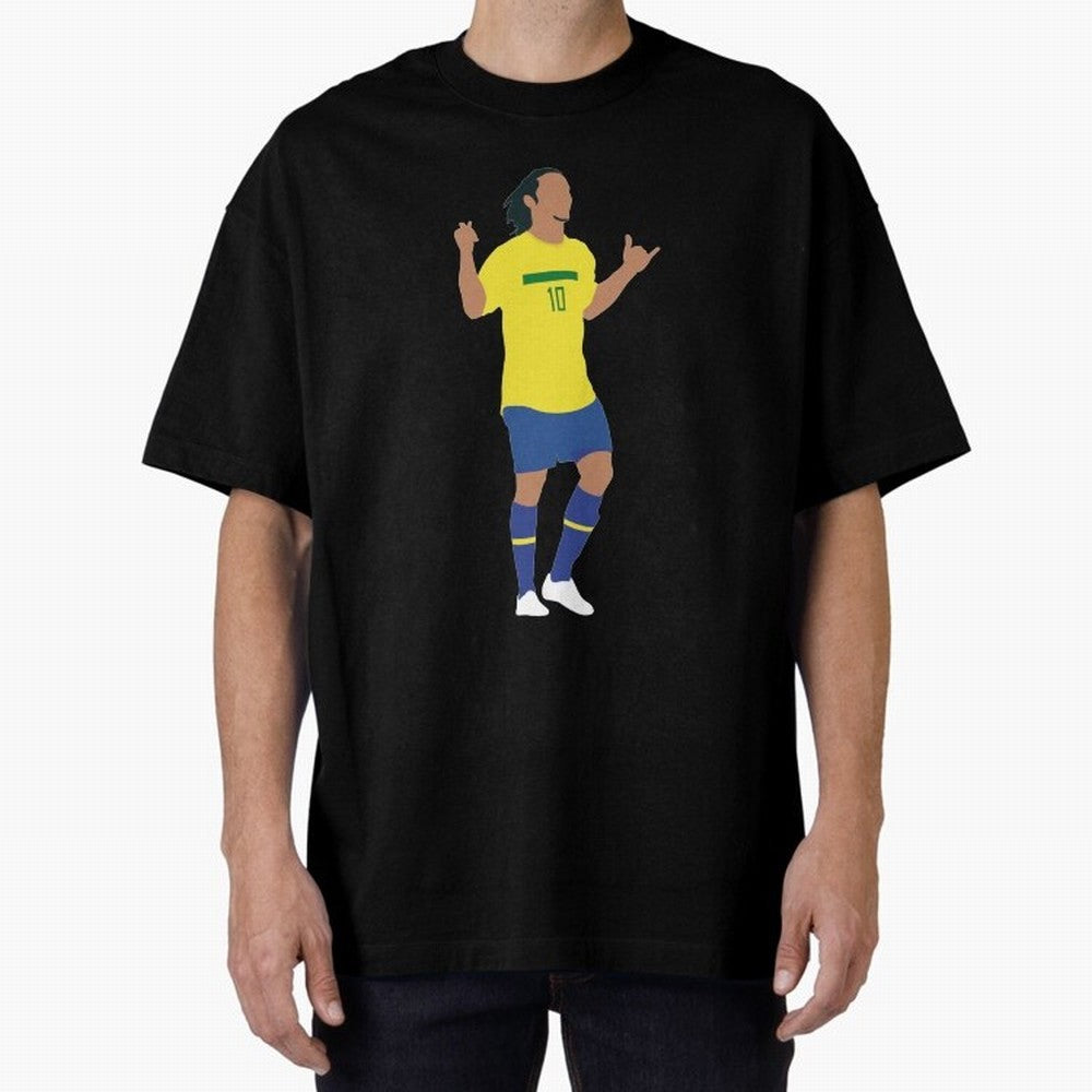 Ronaldinho. Brazil Football. Oversized T-Shirt Feel the Trophy Chase of FIFA World Cup 2026 Spirit, Centered on Brazil, Portugal and Argentina, Neymar, Stadium Memories, Football Loyalty, International Chants and Championship Tradition; Great for
