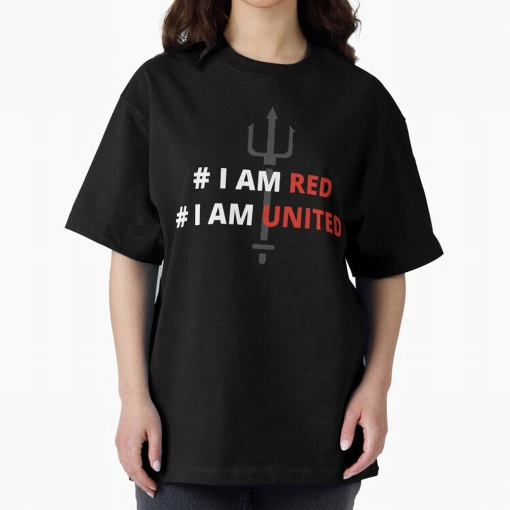 I am red, I am United Oversized T-Shirt Capture Stadium Memories from FIFA World Cup 2026 USA Canada Mexico Spirit, Capturing Germany, Messi and Cristiano Ronaldo, Soccer Culture, Superstar Moments, National Team Dreams and Competitive Fire; Ideal