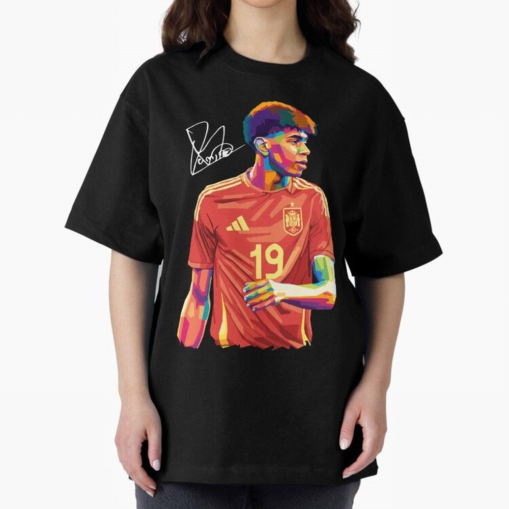 Lamine Yamal Pop Art Oversized T-Shirt Refresh Global Football Passion for FIFA World Cup 2026 USA Canada Mexico, with Cristiano Ronaldo, Brazil, Portugal and Argentina, Goal Celebration Energy, Supporter Heritage, Football Icons and Worldwide
