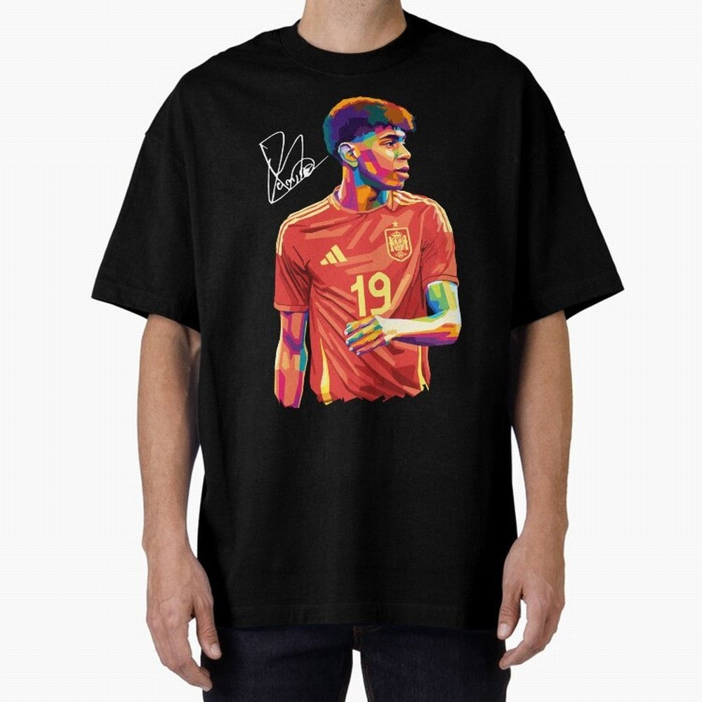 Lamine Yamal Pop Art Oversized T-Shirt Refresh Global Football Passion for FIFA World Cup 2026 USA Canada Mexico, with Cristiano Ronaldo, Brazil, Portugal and Argentina, Goal Celebration Energy, Supporter Heritage, Football Icons and Worldwide