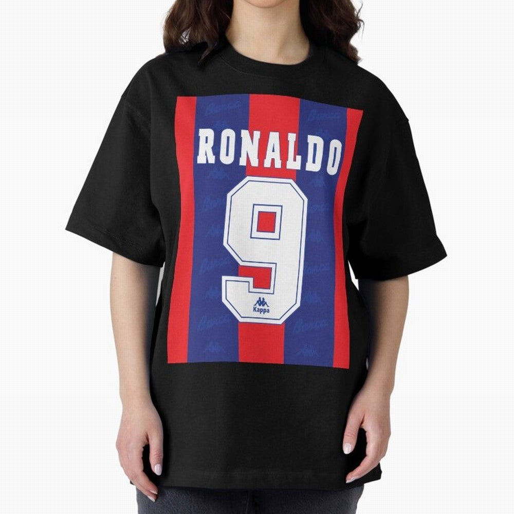 Barcelona Vintage Shirt 1995 Ronaldo 9 Oversized T-Shirt Wear the Spirit of Global Football Passion for FIFA World Cup 2026 USA Canada Mexico, Celebrating Messi, Neymar and Mbappe, Brazil, Sports Nostalgia, International Competition, Famous Players