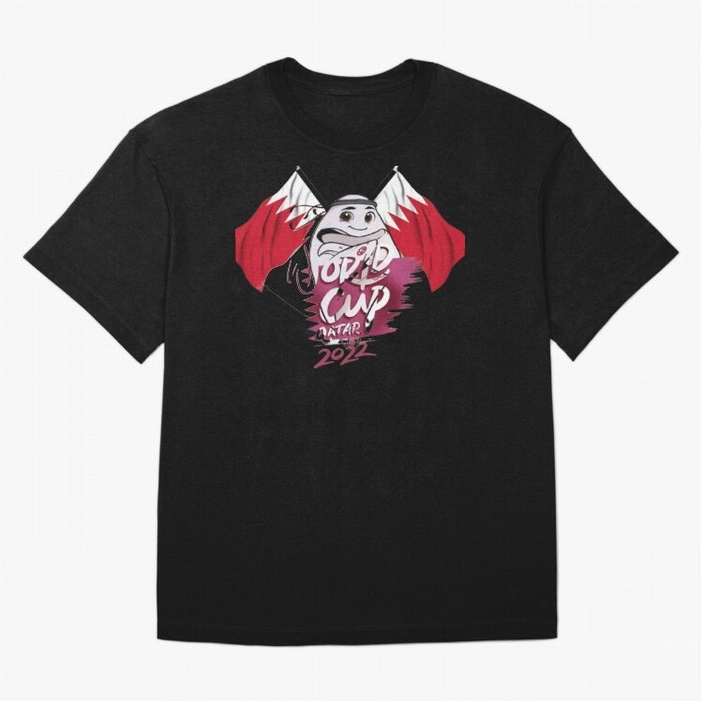 qatar mascot Oversized T-Shirt Capture Stadium Memories from Match Day Hype around FIFA World Cup 2026 Group Stage, Messi, CR7 and Mbappe, Germany, Global Supporter Spirit, Legendary Goals, National Colors and Tournament Celebration; Great for
