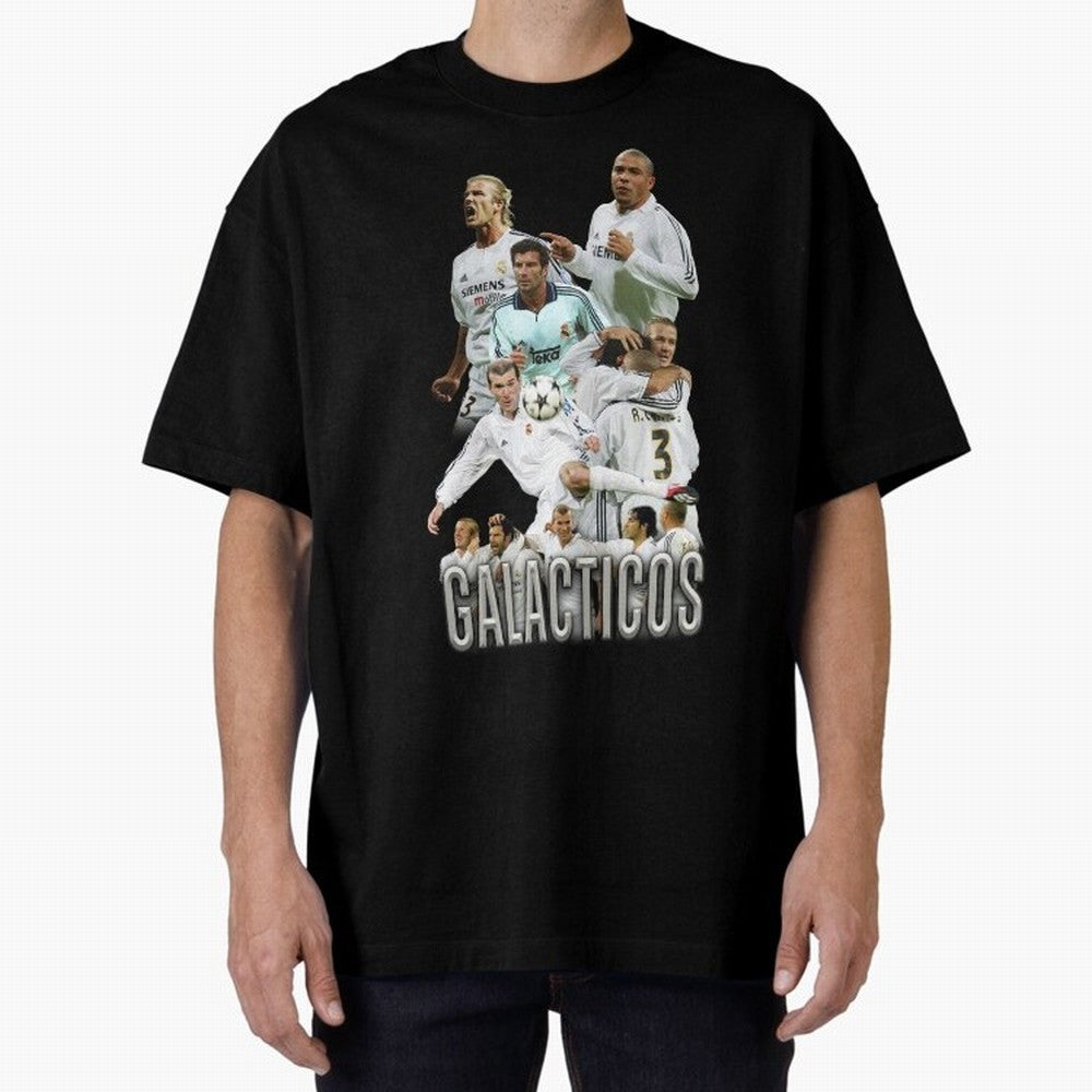 Galacticos Real Madrid Oversized T-Shirt Represent Football Lovers during FIFA World Cup 2026 USA Canada Mexico for Fans of Mbappe and Brazil, Portugal and Argentina, Bringing Retro Football Energy, Iconic Rivalries, Trophy Chase Drama and Stadium