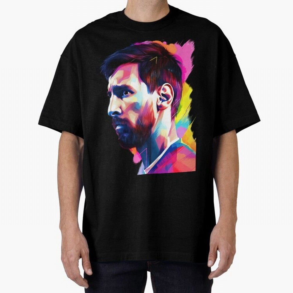GOAT Messi - illustration Oversized T-Shirt Remember Iconic Moments from FIFA World Cup 2026 Group Stage Driven by Messi, CR7 and Mbappe, Argentina, France and Brazil Energy, Worldwide Fan Energy, Dramatic Goals, Stadium Lights and Championship
